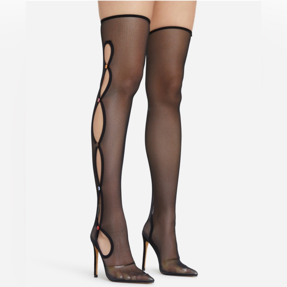 Mesh Button Boots